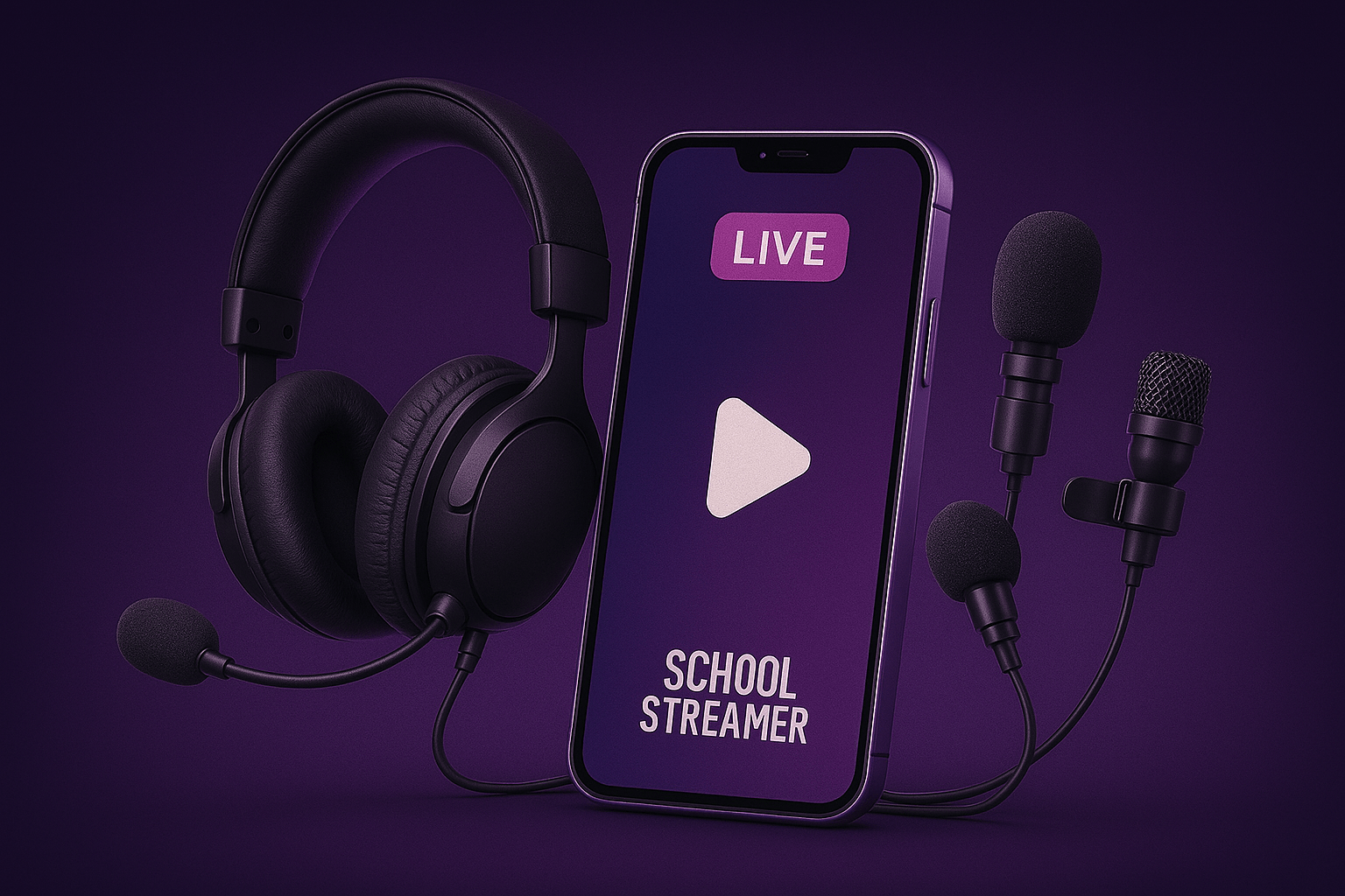 Opciones de micrófonos para streaming móvil: auriculares y micrófono externo.