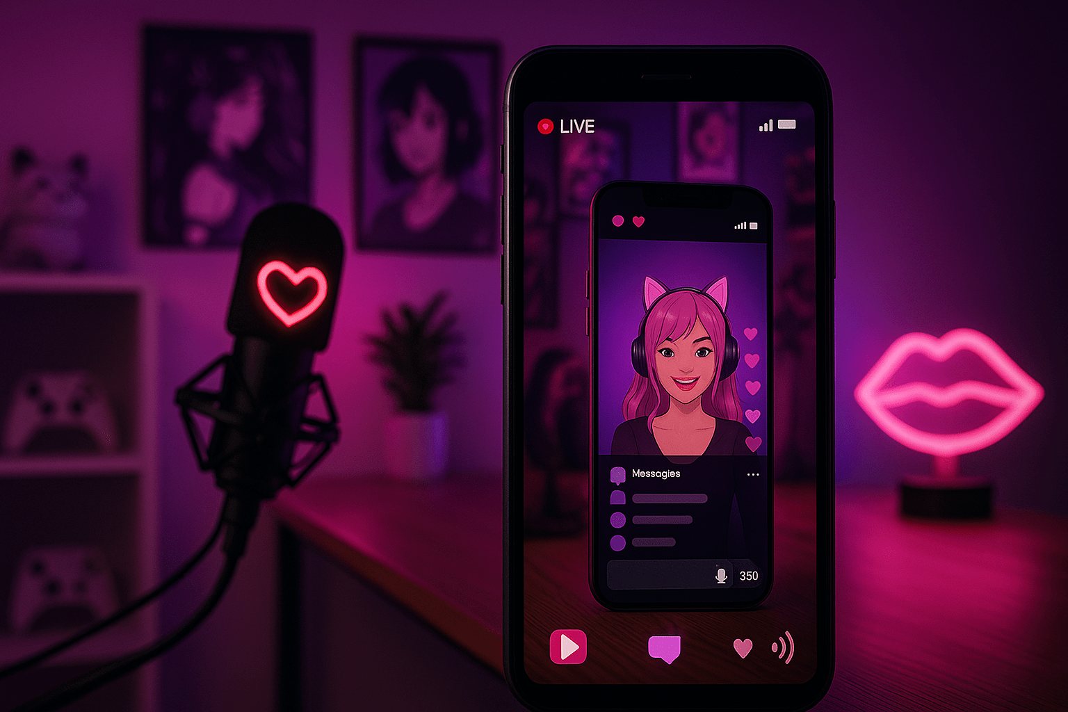 Espacio de streaming móvil organizado y atractivo